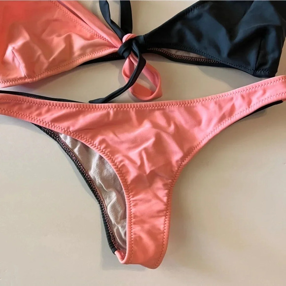 Paula Cahen D'anvers Color Block Bikini Tie Front Size 2 - Picture 2 of 5